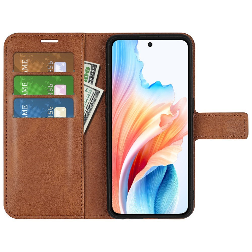 EIDERWOOD Oppo A79 (5G) / A2 (5G) Leather Flip Case w. Lommebok  & Stand Function - Light Brown