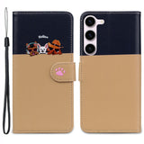 Samsung Galaxy S24 Flip Case with Strap / Standing function / Card Holder - Blue / Brown (Cats)