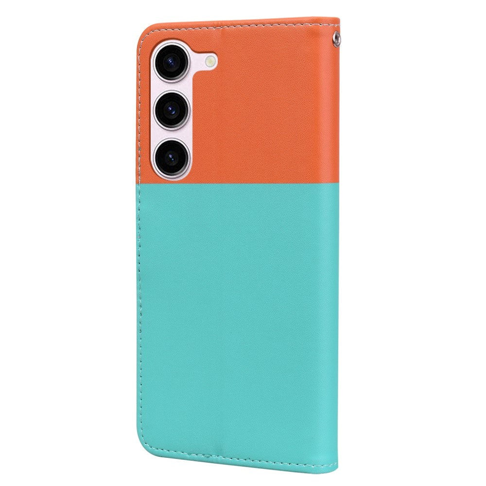 Samsung Galaxy S24+ (Plus) Flip Case with Strap / Standing function / Card Holder - Orange / Blue (Cats)