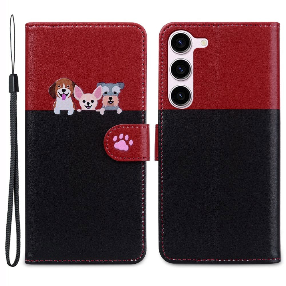 Samsung Galaxy S24+ (Plus) Flip Case with Strap / Standing function / Card Holder - Red / Black (Cats)