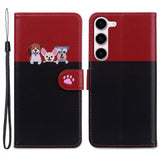 Samsung Galaxy S24+ (Plus) Flip Case with Strap / Standing function / Card Holder - Red / Black (Cats)