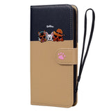 Samsung Galaxy S24 Ultra Flip Case with Strap / Standing function / Card Holder - Blue / Brown (Cats)