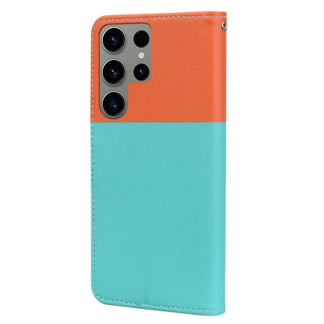 Samsung Galaxy S24 Ultra Flip Case with Strap / Standing function / Card Holder - Orange / Blue (Cats)