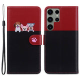 Samsung Galaxy S24 Ultra Flip Case with Strap / Standing function / Card Holder - Red / Black (Cats)