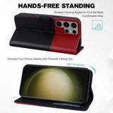 Samsung Galaxy S24 Ultra Flip Case with Strap / Standing function / Card Holder - Red / Black (Cats)