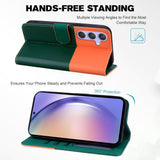 Samsung Galaxy A54 (5G) Flip Case with Strap / Standing function / Card Holder - Orange / Green (Cats)