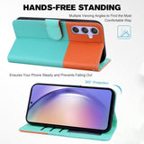 Samsung Galaxy A54 (5G) Flip Case with Strap / Standing function / Card Holder - Orange / Blue (Cats)