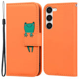 Samsung Galaxy S24+ (Plus) Flip Case with Strap / Standing function / Card Holder - Orange (Frog)