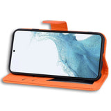 Samsung Galaxy S24+ (Plus) Flip Case with Strap / Standing function / Card Holder - Orange (Frog)