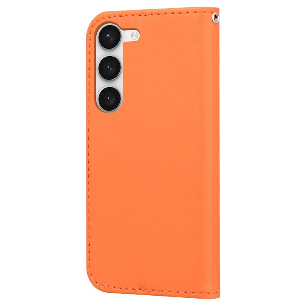 Samsung Galaxy S24+ (Plus) Flip Case with Strap / Standing function / Card Holder - Orange (Frog)