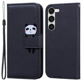 Samsung Galaxy S24+ (Plus) Flip Case with Strap / Standing function / Card Holder - Black (Panda)