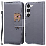 Samsung Galaxy S24+ (Plus) Flip Case with Strap / Standing function / Card Holder - Grey (Dog)