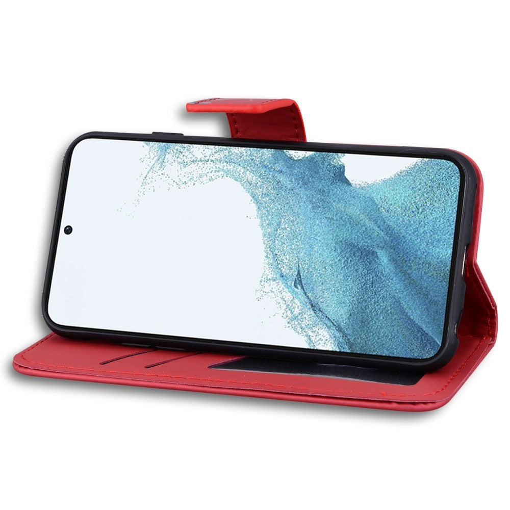 Samsung Galaxy S24+ (Plus) Flip Case with Strap / Standing function / Card Holder - Red (Cat)