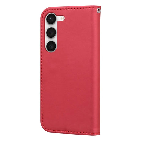 Samsung Galaxy S24+ (Plus) Flip Case with Strap / Standing function / Card Holder - Red (Cat)