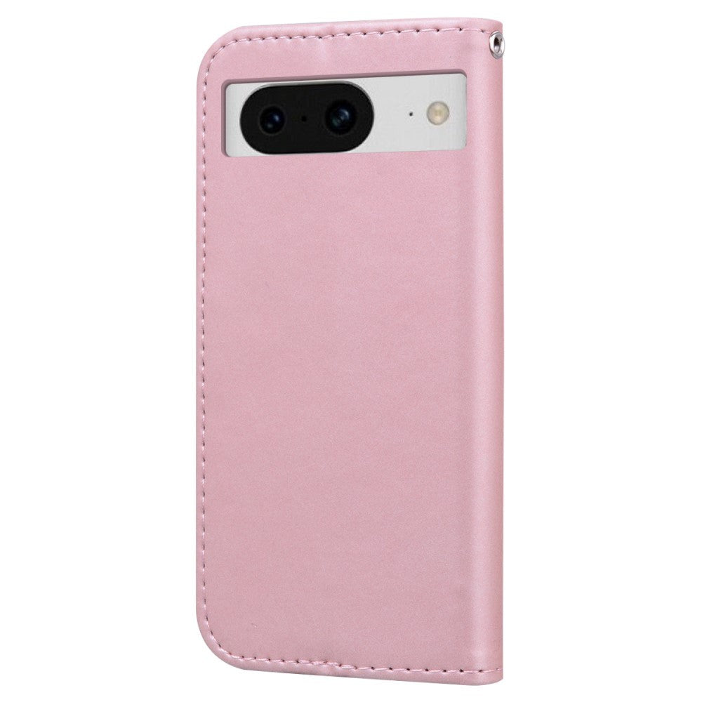 Google Pixel 8 Flip Case with Strap / Standing function / Card Holder - Pink (Rabbit)