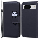 Google Pixel 8 Flip Case with Strap / Standing function / Card Holder - Black (Panda)