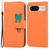 Google Pixel 8 Flip Case with Strap / Standing function / Card Holder - Orange (Frog)