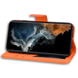 Samsung Galaxy S24 Ultra Flip Case with Strap / Standing function / Card Holder - Orange (Frog)