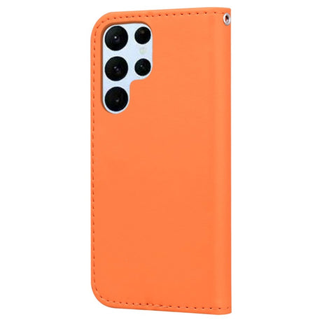 Samsung Galaxy S24 Ultra Flip Case with Strap / Standing function / Card Holder - Orange (Frog)