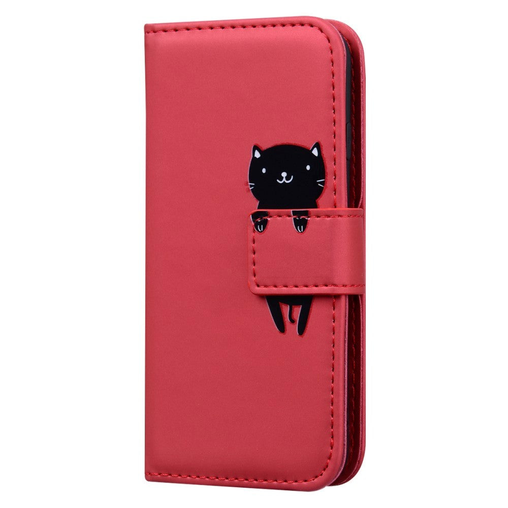 Xiaomi 13 Flip Case with Strap / Standing function / Card Holder - Red (Cat)