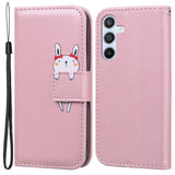 Samsung Galaxy A54 (5G) Flip Case with Strap / Standing function / Card Holder - Pink (Rabbit)