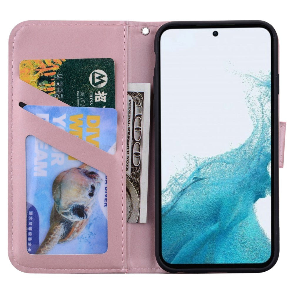 Samsung Galaxy A54 (5G) Flip Case with Strap / Standing function / Card Holder - Pink (Rabbit)