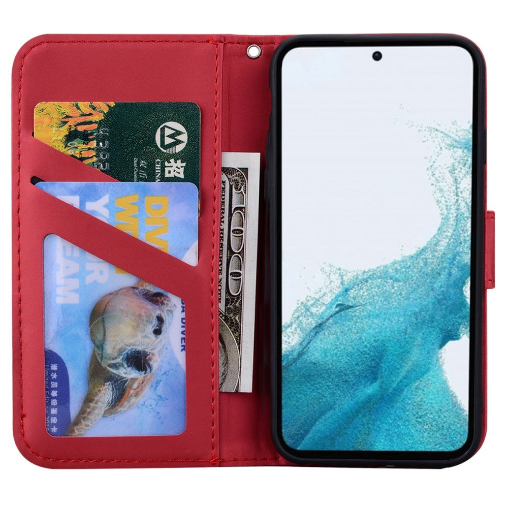 Samsung Galaxy A54 (5G) Flip Case with Strap / Standing function / Card Holder - Red (Cat)