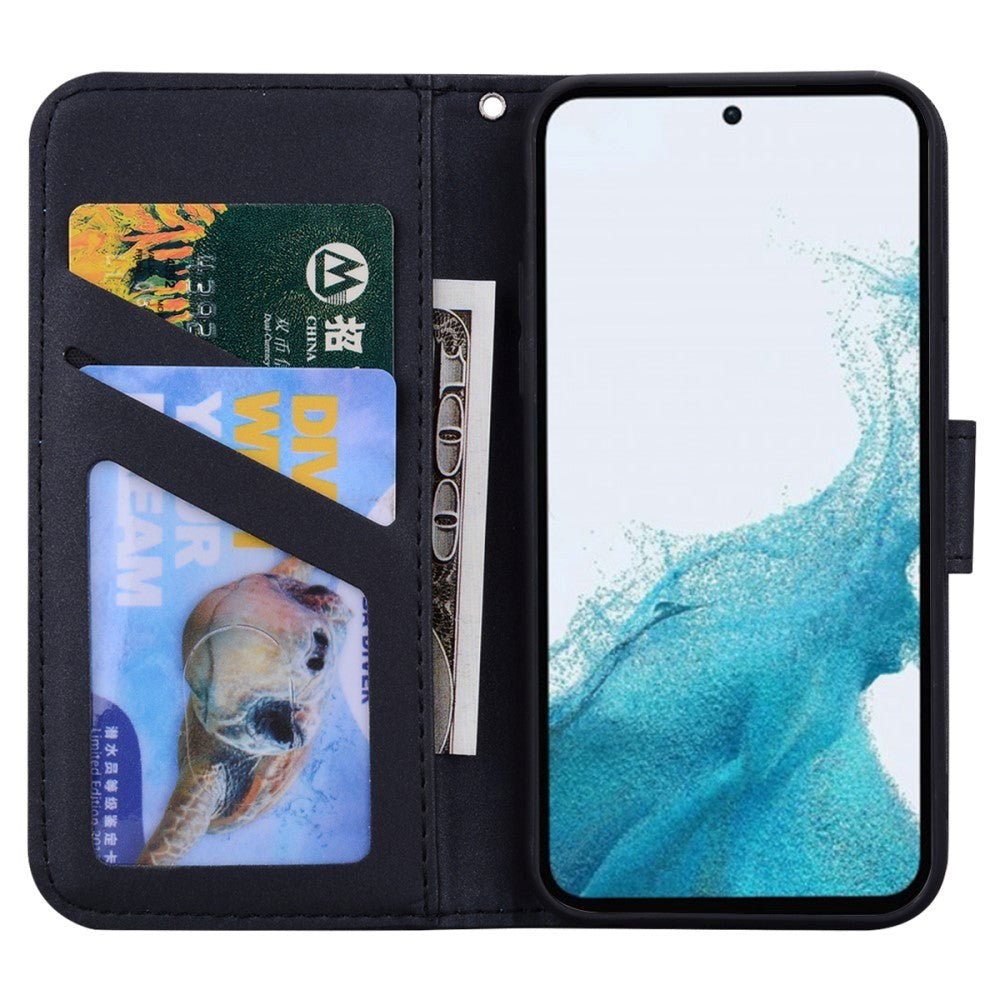 Samsung Galaxy A54 (5G) Flip Case with Strap / Standing function / Card Holder - Black (Panda)