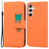 Samsung Galaxy A54 (5G) Flip Case with Strap / Standing function / Card Holder - Orange (Frog)