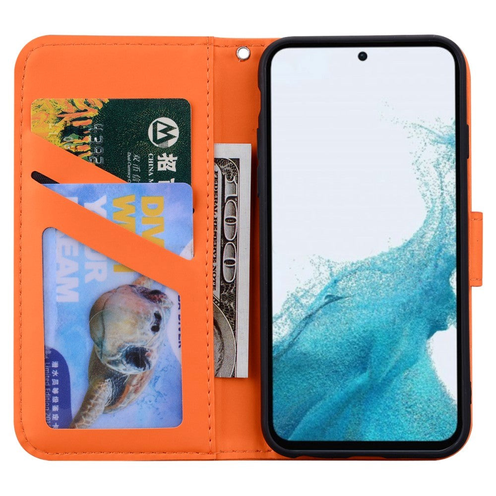 Samsung Galaxy A54 (5G) Flip Case with Strap / Standing function / Card Holder - Orange (Frog)