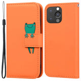 iPhone 13 Pro Flip Case with Strap / Standing function / Card Holder - Orange (Frog)