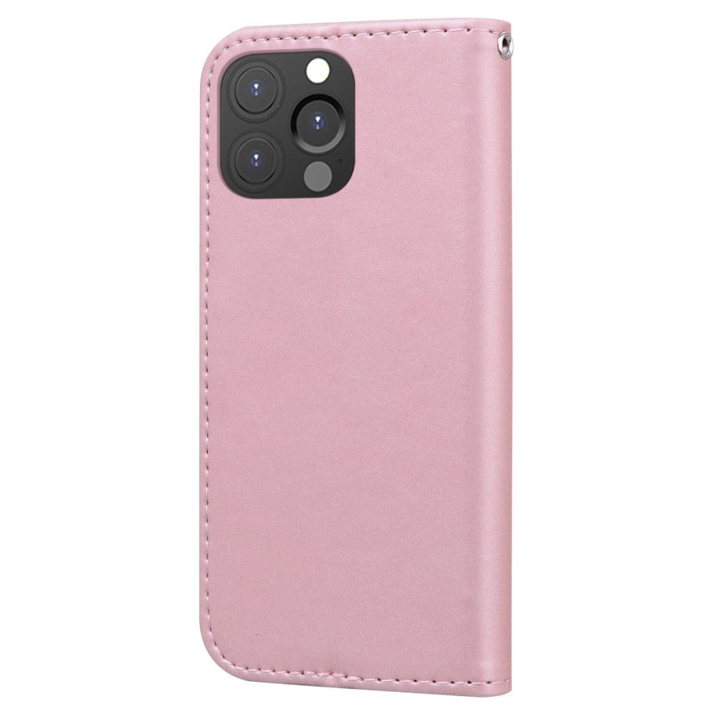 iPhone 13 Pro Flip Case with Strap / Standing function / Card Holder - Pink (Rabbit)