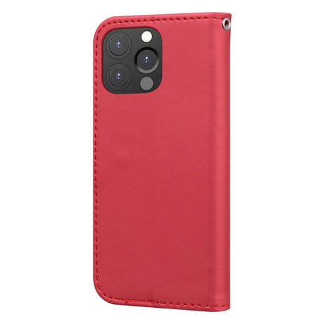 iPhone 13 Pro Flip Case with Strap / Standing function / Card Holder - Red (Cat)