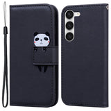 Samsung Galaxy S23 Flip Case with Strap / Standing function / Card Holder - Black (Panda)