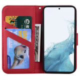 Samsung Galaxy S23 Flip Case with Strap / Standing function / Card Holder - Red (Cat)