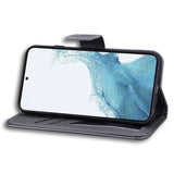 Samsung Galaxy S23 Flip Case with Strap / Standing function / Card Holder - Grey (Dog)