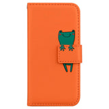 Samsung Galaxy S23 Flip Case with Strap / Standing function / Card Holder - Orange (Frog)