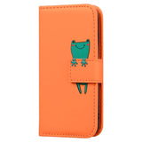 iPhone 15 Pro Flip Case with Strap / Standing function / Card Holder - Orange (Frog)