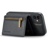 iPhone 11 Leather Covered Plastic Case w. Magnetic Detachable Wallet - Black