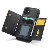 iPhone 11 Leather Covered Plastic Case w. Magnetic Detachable Wallet - Black