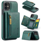 iPhone 11 Leather Covered Plastic Case w. Magnetic Detachable Wallet - Green