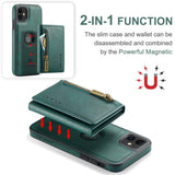 iPhone 11 Leather Covered Plastic Case w. Magnetic Detachable Wallet - Green