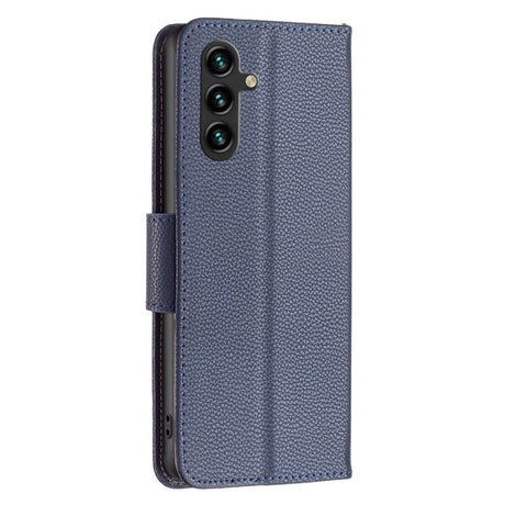 Samsung Galaxy A35 (5G) PU Litchi Leather Case w. Wallet & Strap - Blue