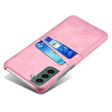 Samsung Galaxy S24 Leather Case w. Double Card Holder - Rose Gold