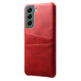 Samsung Galaxy S24 Leather Case w. Double Card Holder - Red