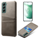 Samsung Galaxy S24 Leather Case w. Double Card Holder - Grey