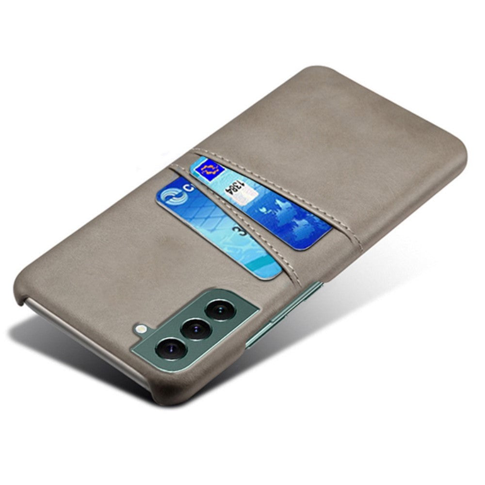 Samsung Galaxy S24 Leather Case w. Double Card Holder - Grey