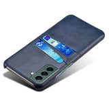 Samsung Galaxy S24 Leather Case w. Double Card Holder - Blue