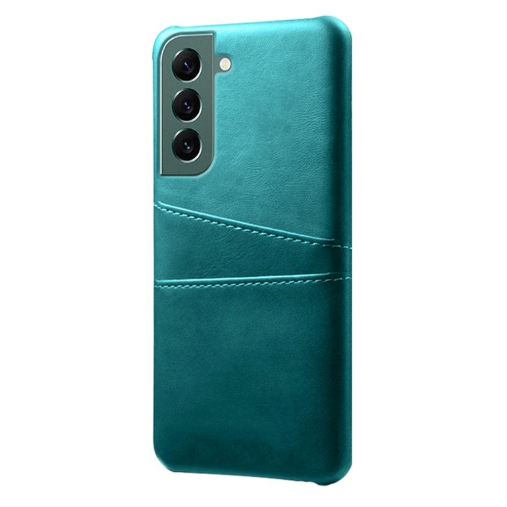 Samsung Galaxy S24 Leather Case w. Double Card Holder - Turquoise