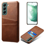 Samsung Galaxy S24 Leather Case w. Double Card Holder - Brown